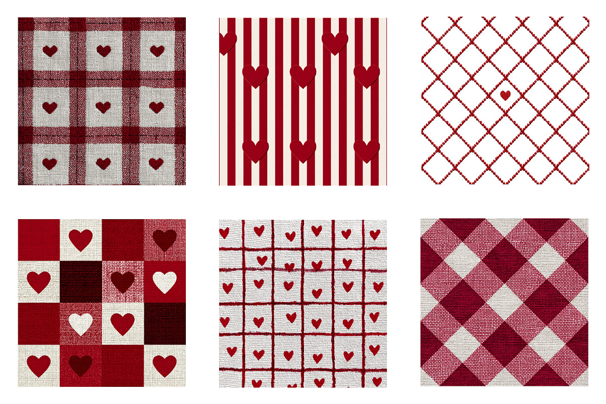 plaid valentines day digital paper, an Illustration by CreationArt (Photo 2 of 5)