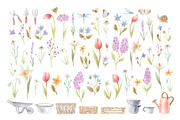 Garden Flowers. Watercolor Cliparts, a Decorative Illustration by Slastick (Thumbnail 2 of 10)
