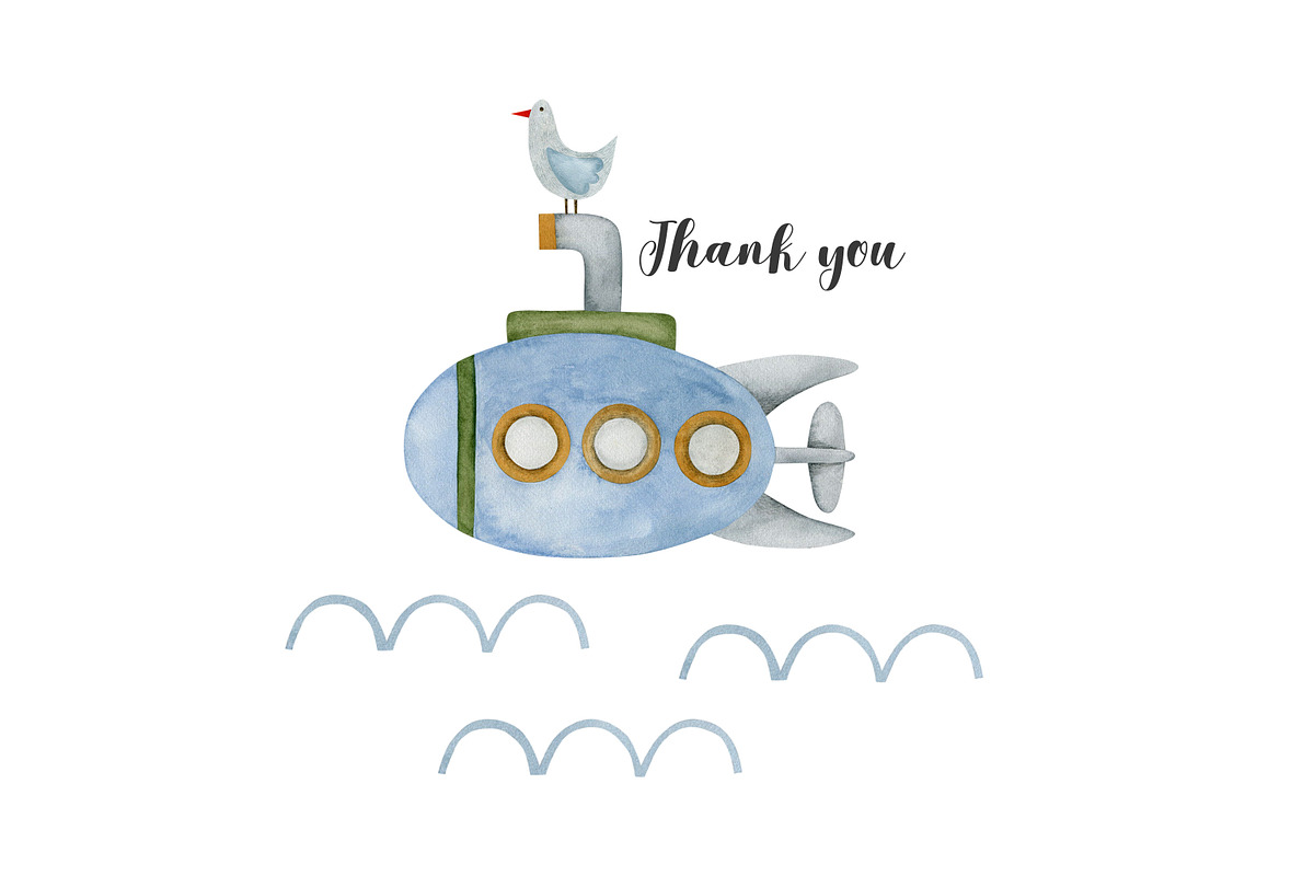 Watercolor Boat seamless patterns., a Decorative Illustration by Kira Konoshenko (Photo 16 of 16)