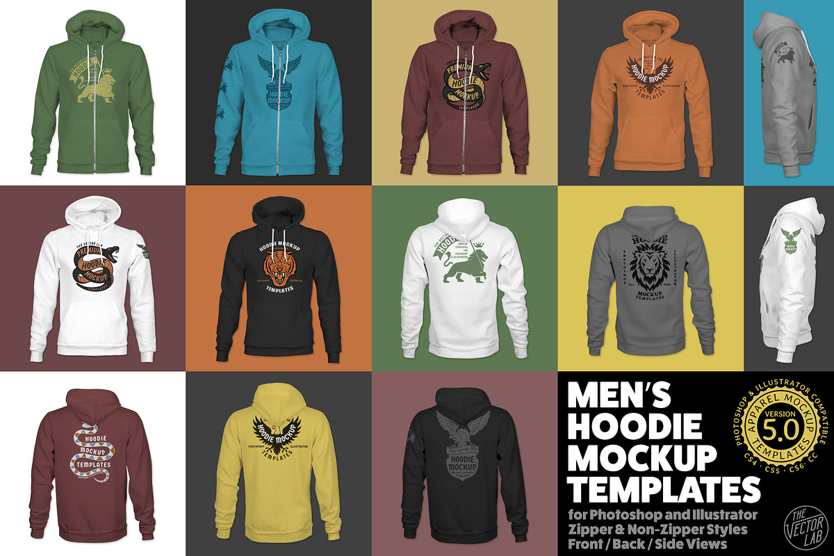 Men's Hoodie Mockup Templates, a Hoody Mockup by TheVectorLab (Photo 1 of 15)