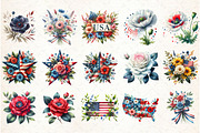Watercolor Patriotic Floral Clipart, an Illustration by Libby Wishes (Thumbnail 3 of 12)