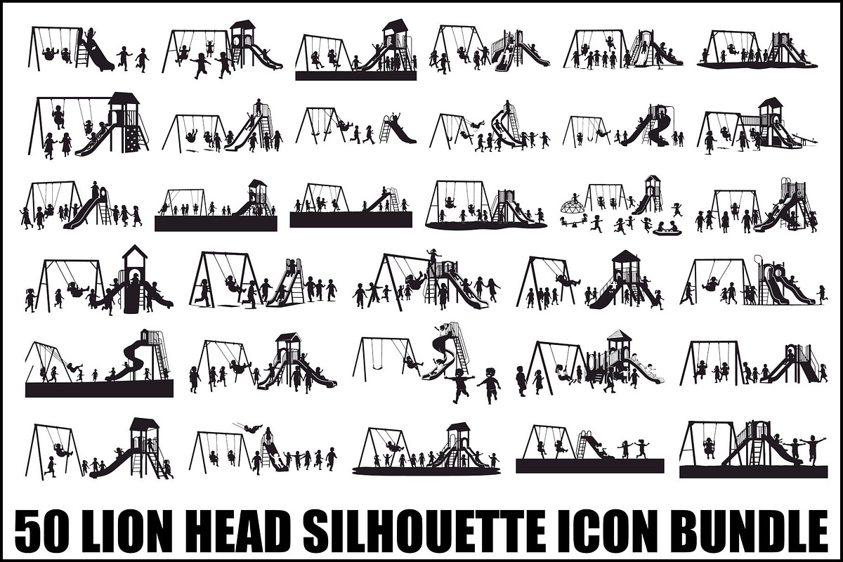 50 Kids Playground Silhouette Bundle, an Illustration by Gfx_Store (Photo 1 of 51)
