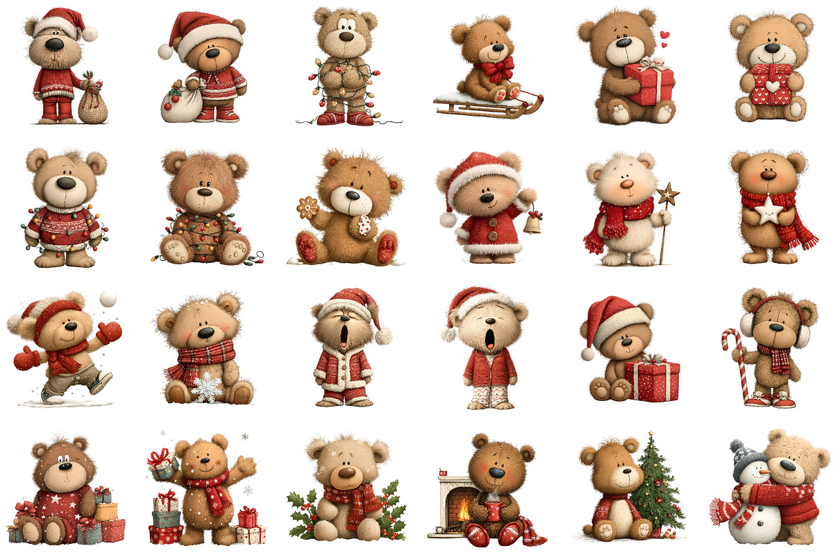 Christmas Teddy Bear Clipart, an Illustration by Sublimation Artist (Photo 2 of 6)