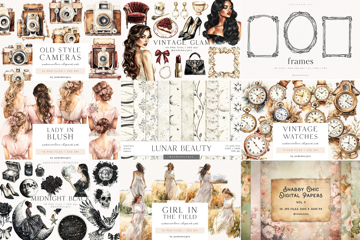 Scrapbooking Bundle II, a Decorative Illustration by PeDe Designs (Photo 4 of 11)