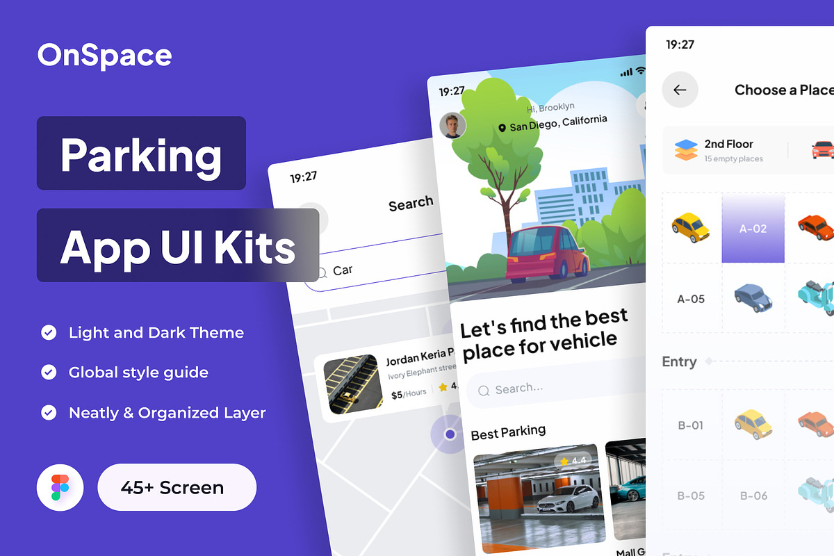 OneSpace - Parking Apps UI Kits, an UI Kit Template by Minialis (Photo 1 of 6)