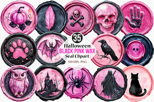 Halloween Black Pink Wax Seal, an Illustration by Canvas Craft