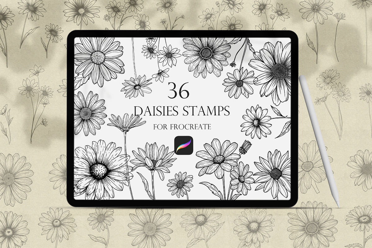 Daisy Procreate Stamp, a Brush Add-On by Dervik Art Store (Photo 1 of 6)