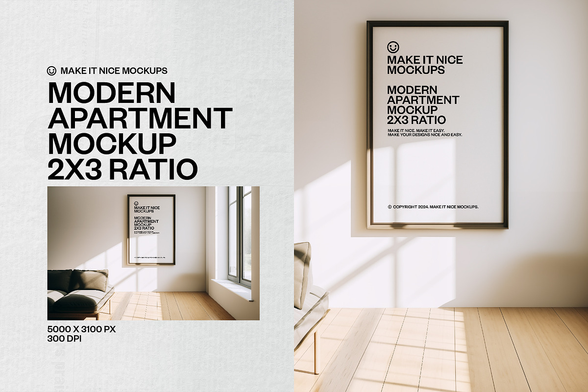 Modern Apartment Poster Mockup, a Household Mockup by makeitnicemockups (Photo 2 of 7)