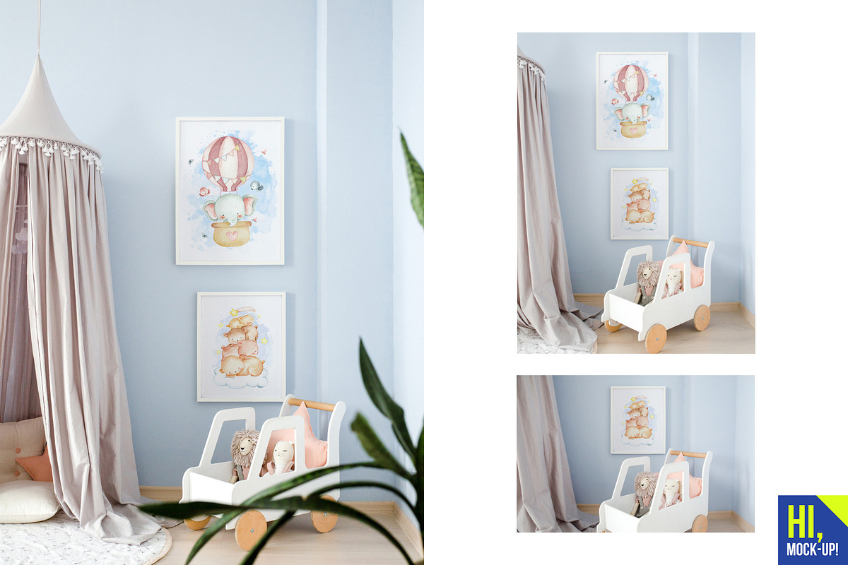 Kids Room Frames Interior Mockups, a Product Mockup by Hi, Mock-Up! (Photo 3 of 7)