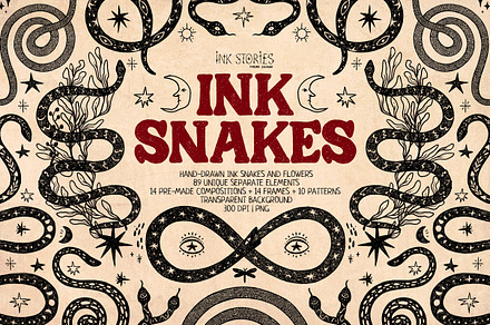 Ink Snakes Hand-drawn Set, an Animal Illustration by Ink Stories