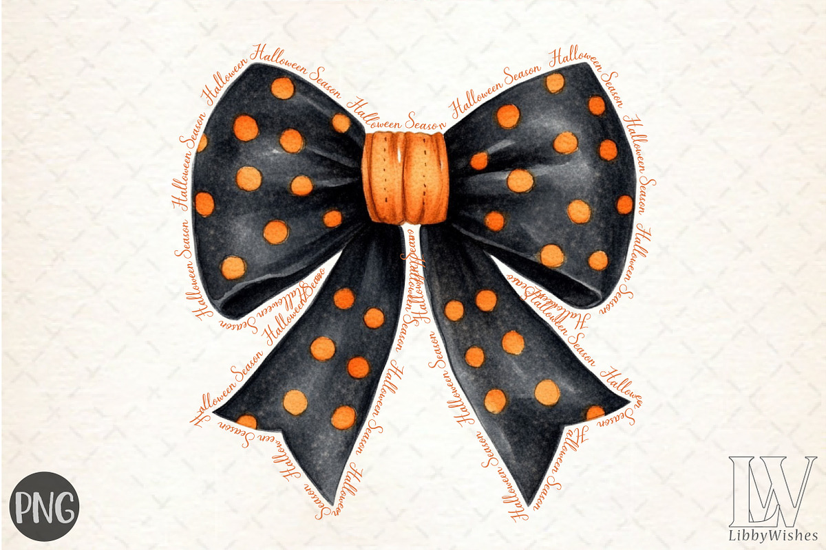 Halloween Season Coquette Bow PNG, an Illustration by Libby Wishes (Photo 1 of 6)