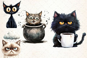 Crazy Black Cats Clipart PNG, an Illustration by Libby Wishes (Thumbnail 5 of 6)