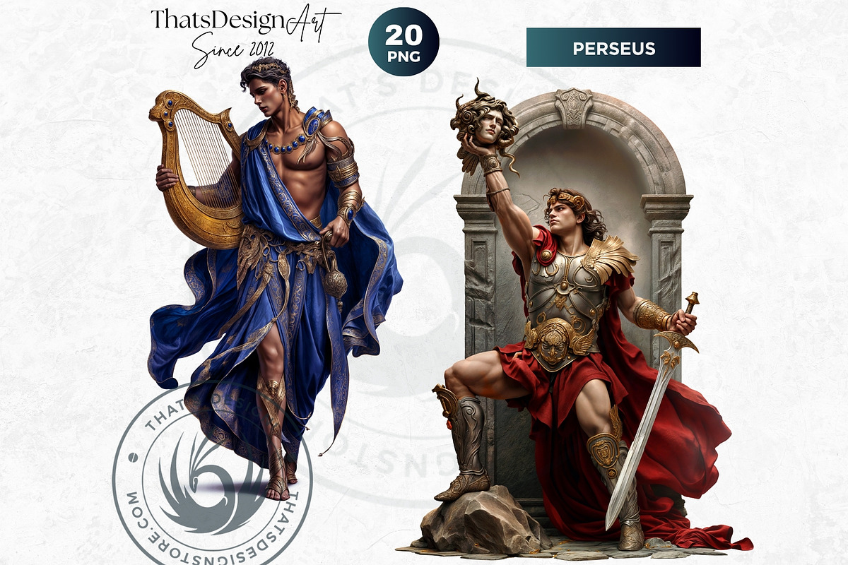 Legendary Greek heroes Clipart set, a Person Illustration by ThatsDesignArt (Photo 10 of 10)
