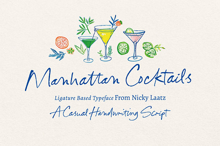 Manhattan Cocktails Handwritten Font, a Handwritten Font by Nicky Laatz