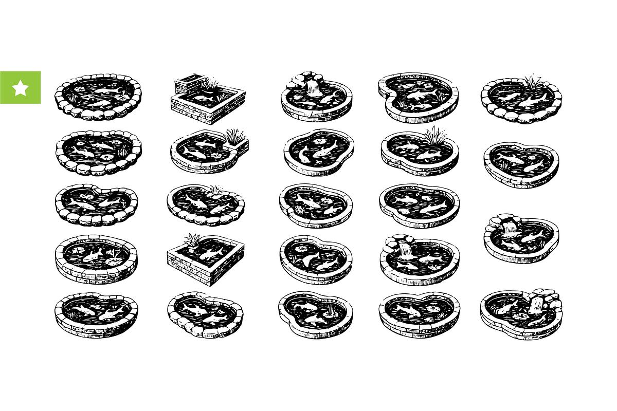Fish Pond Design Collection, an Object Graphic by RT Studio