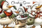 Christmas Geese Clipart, an Illustration by CreationArt (Thumbnail 1 of 5)