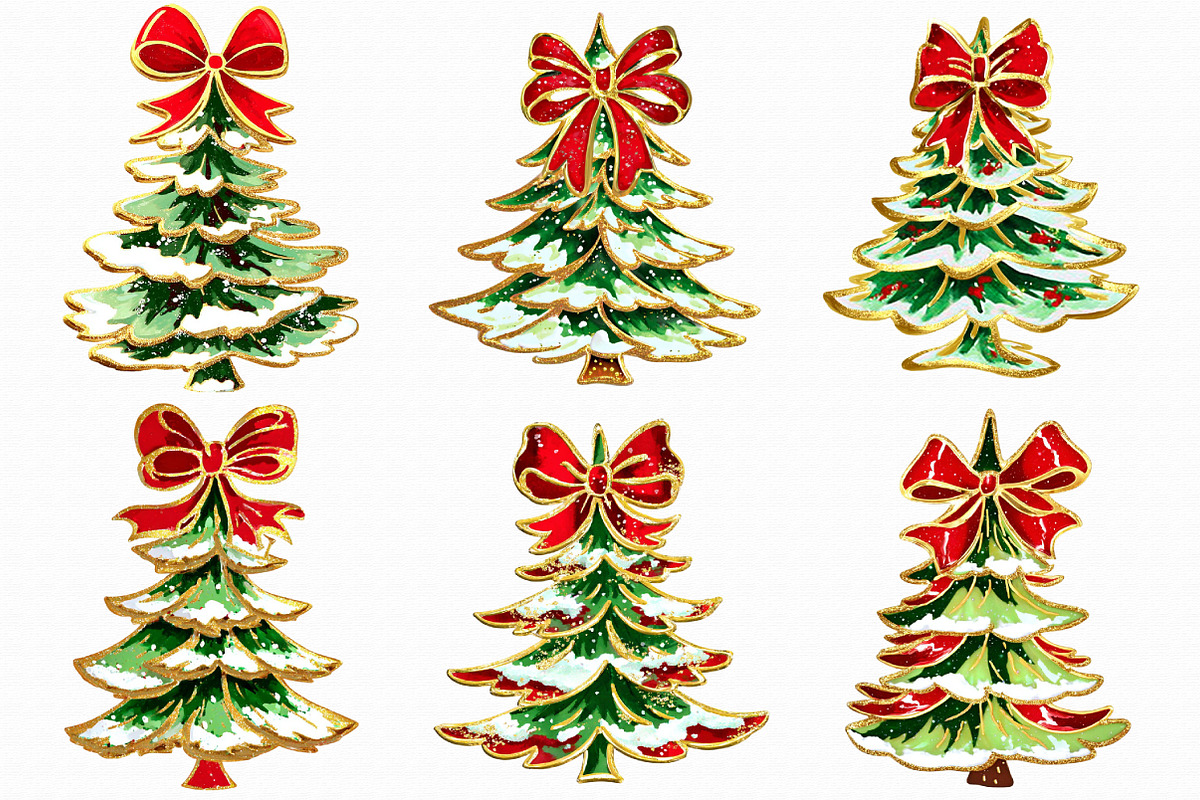 Coquette Bow Christmas Tree Clipart, an Illustration by Libby Wishes (Photo 6 of 7)