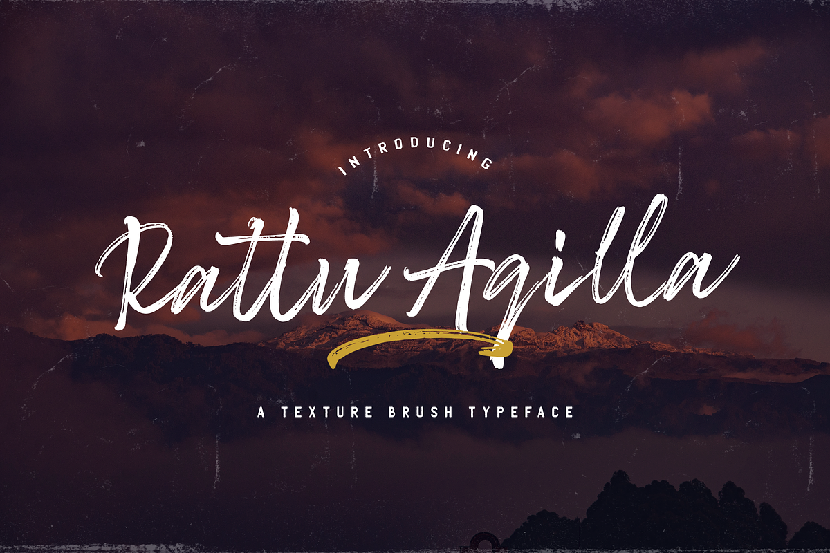 Rattu Aqilla - Textured Brush Font, a Script Font by StringLabs (Photo 1 of 13)