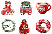 Christmas Travel Watercolour Clipart, an Illustration by Libby Wishes (Thumbnail 7 of 7)