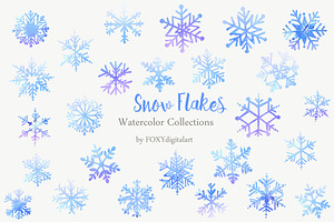 26 Christmas Snow Flakes Clipart