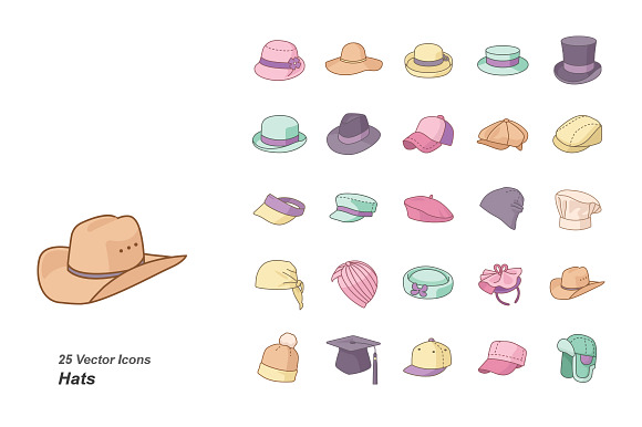 Hats Color Vector Icons