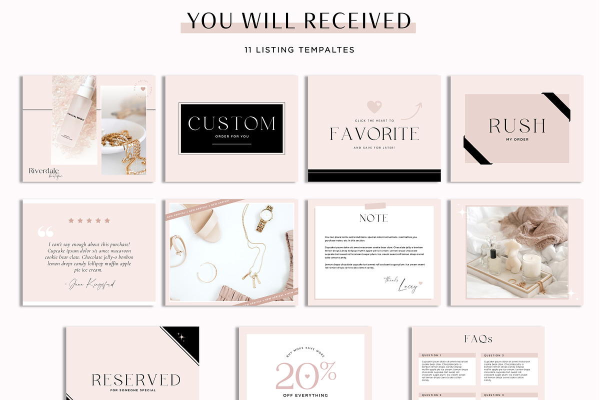 Etsy Shop Kit Pink Banners, a Branding & Logo Template by Macarons and Mimosas (Photo 3 of 9)