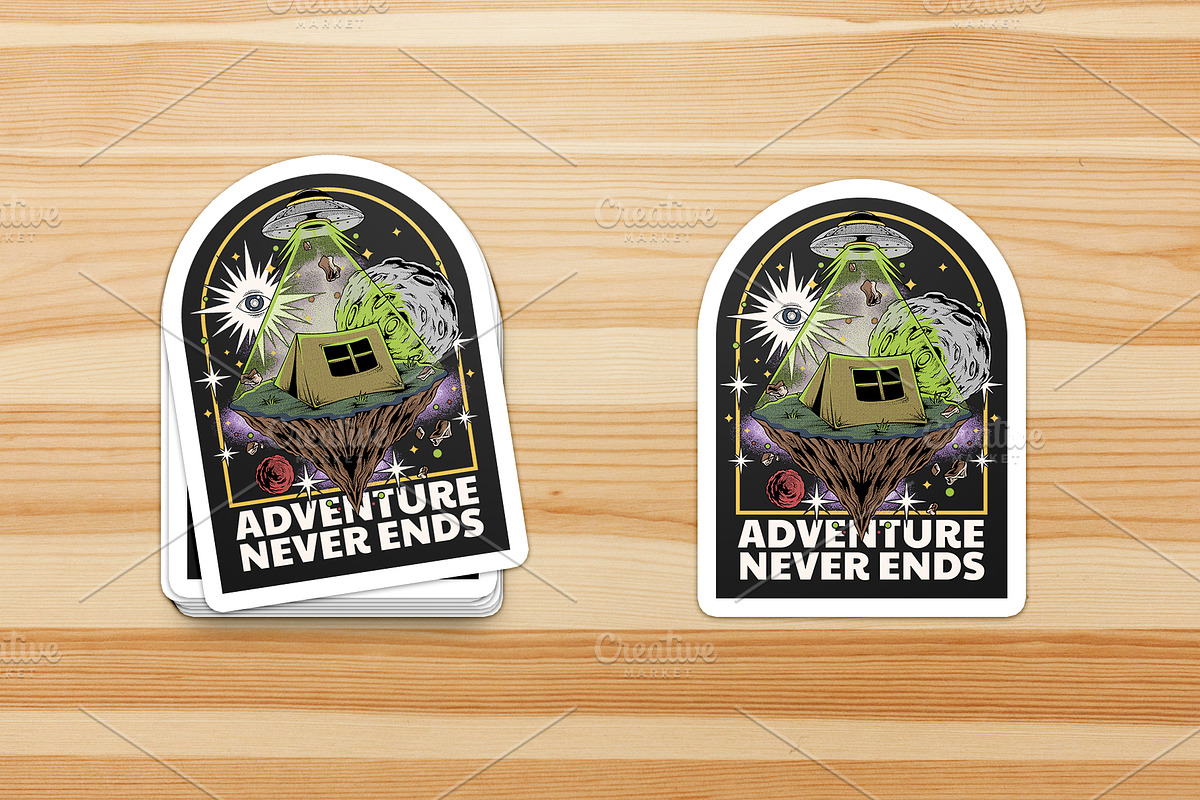 Retro Sci-Fi Camping with UFO, a Branding & Logo Template by Judsart (Photo 3 of 3)