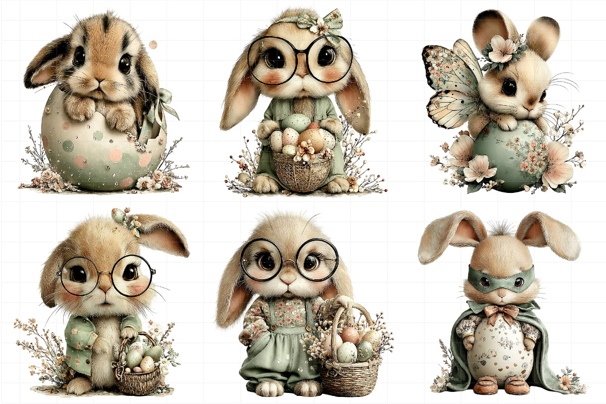 Whimsical Easter Bunny Clipart, an Illustration by Daily.Designs (Photo 7 of 8)