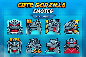 Cute Godzilla Twitch Emotes