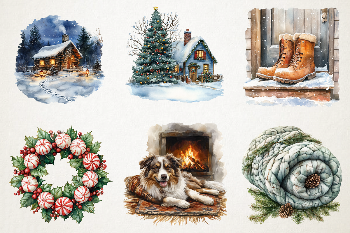 Cozy Cabin Christmas Winter Holiday, an Illustration by RobertsArt (Photo 5 of 7)