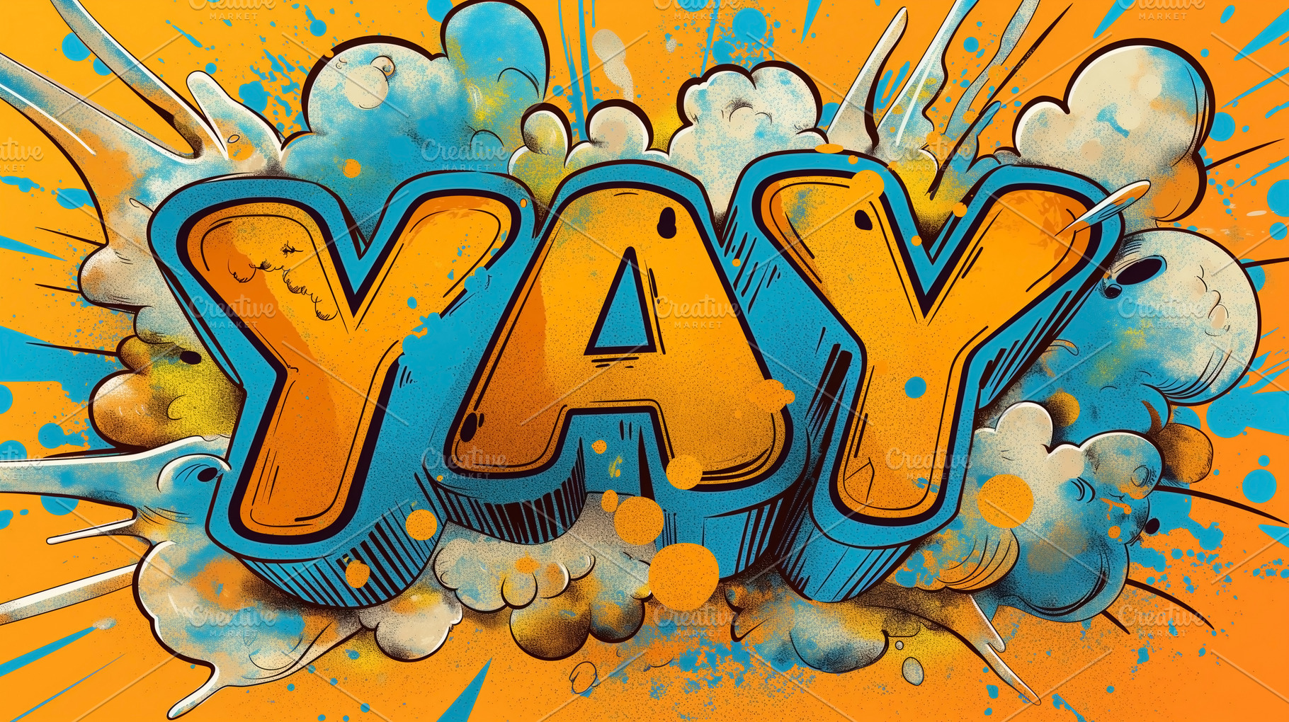 Colorful 'YAY' in a playful pop-art style, bursting with energy and excitement., a Background Photo by ImageMir