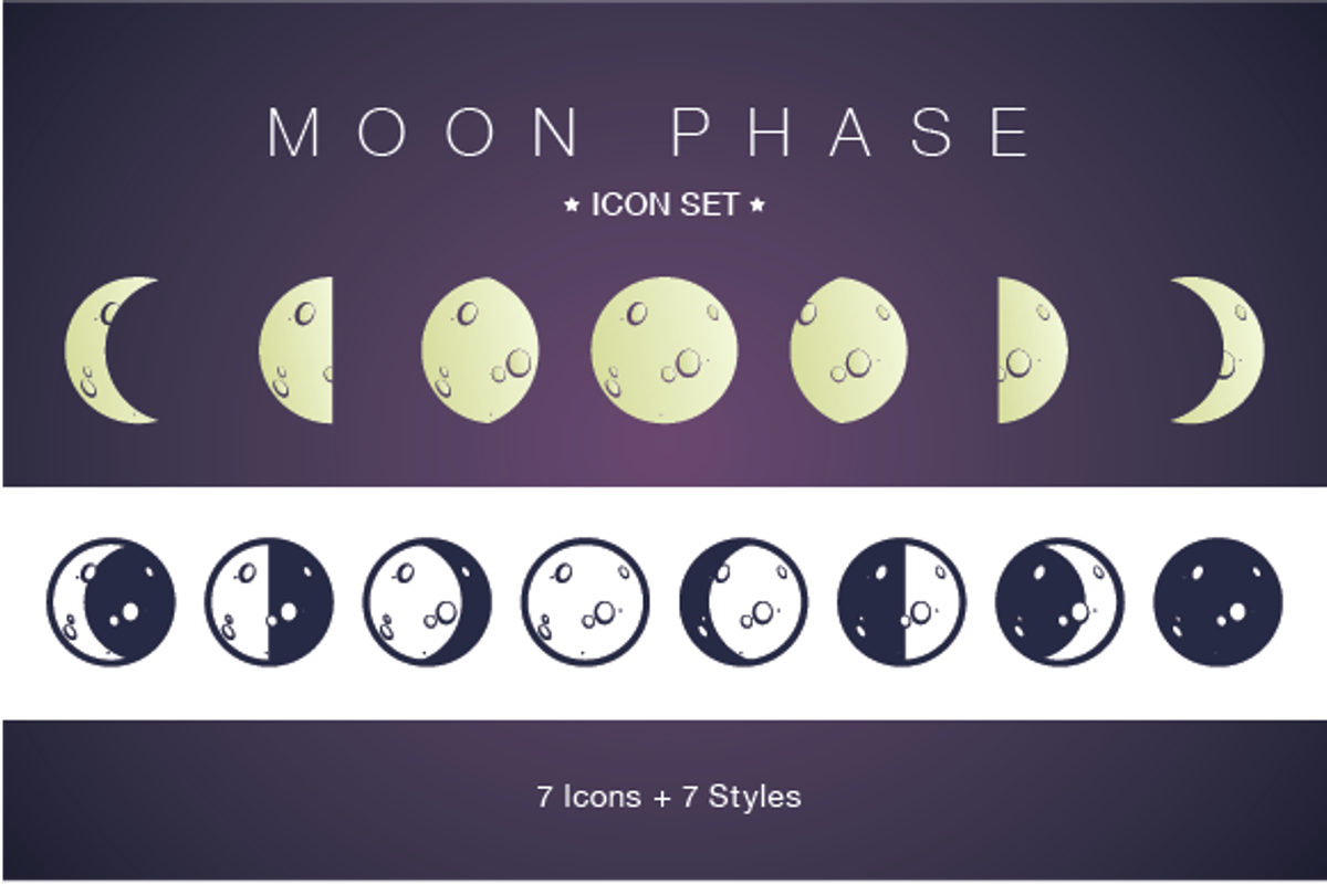 Moon Phase icon set, an Icon by jlego (Photo 1 of 3)