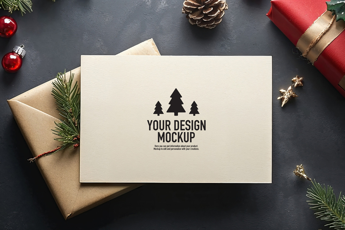 Christmas card mockup, an Advertising Mockup by OSORIOartist