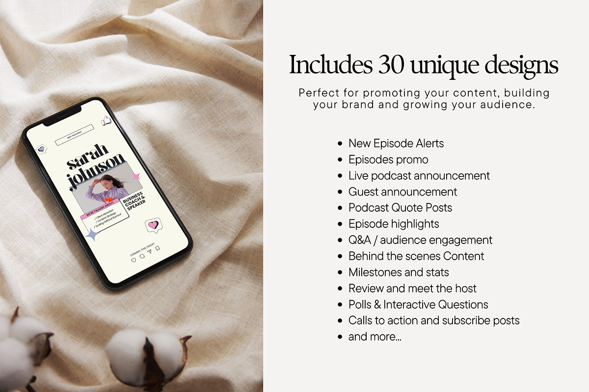 Podcast Instagram Templates, a Social Media Template by Anna Design Studio (Photo 7 of 11)