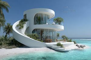 Modern White Tropical Island House O, a Photo by Pixeness Studio