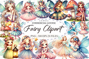 Watercolor Fairy Clipart, an Illustration by designcity5 (Thumbnail 1 of 5)