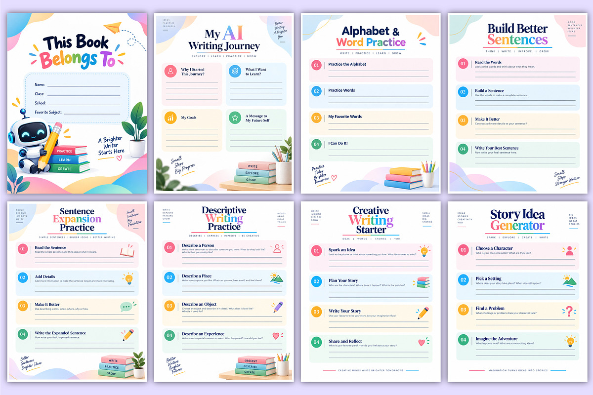 AI Writing Practice Book | Writing, a Stationery Template by Mustafiz (Photo 2 of 4)