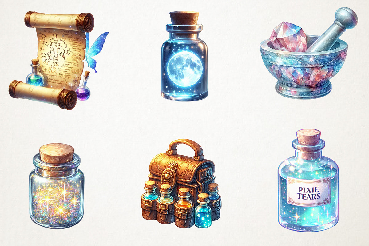 Fairy Apothecary Watercolor Clipart, an Illustration by RobertsArt (Photo 2 of 7)