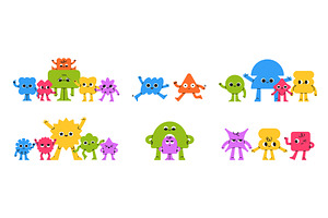 Geometric characters groups. Comic, an Object Illustration by YummyBuum