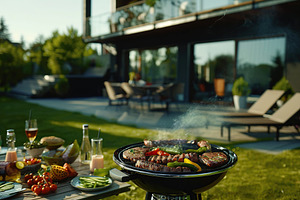 Barbecue grill with different kinds of meat, a Food & Drink Photo by AlyaAnd