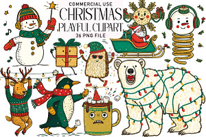 Playful Christmas Clipart, an Illustration by Daily.Designs