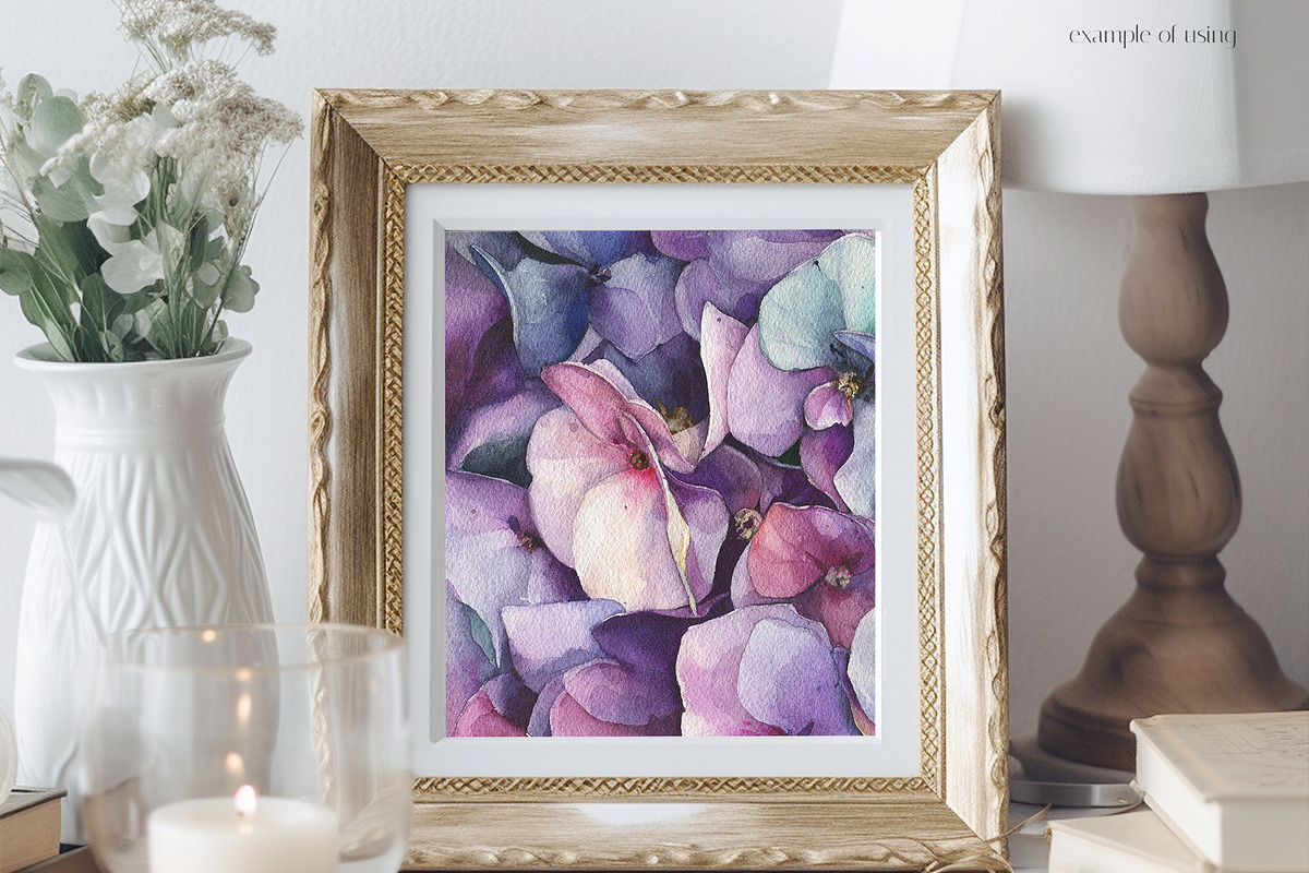 Watercolor violet Hydrangea painting, an Illustration by Khrys.art (Photo 6 of 8)