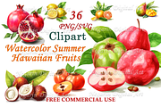 Watercolor Summer Hawaiian Fruits, an Object Graphic by Negarin Digital Art (Thumbnail 1 of 9)