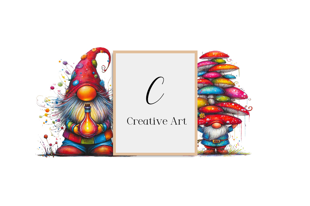 Whimsical Colorful Gnome Clipart, an Illustration by Creative Art (Photo 9 of 11)