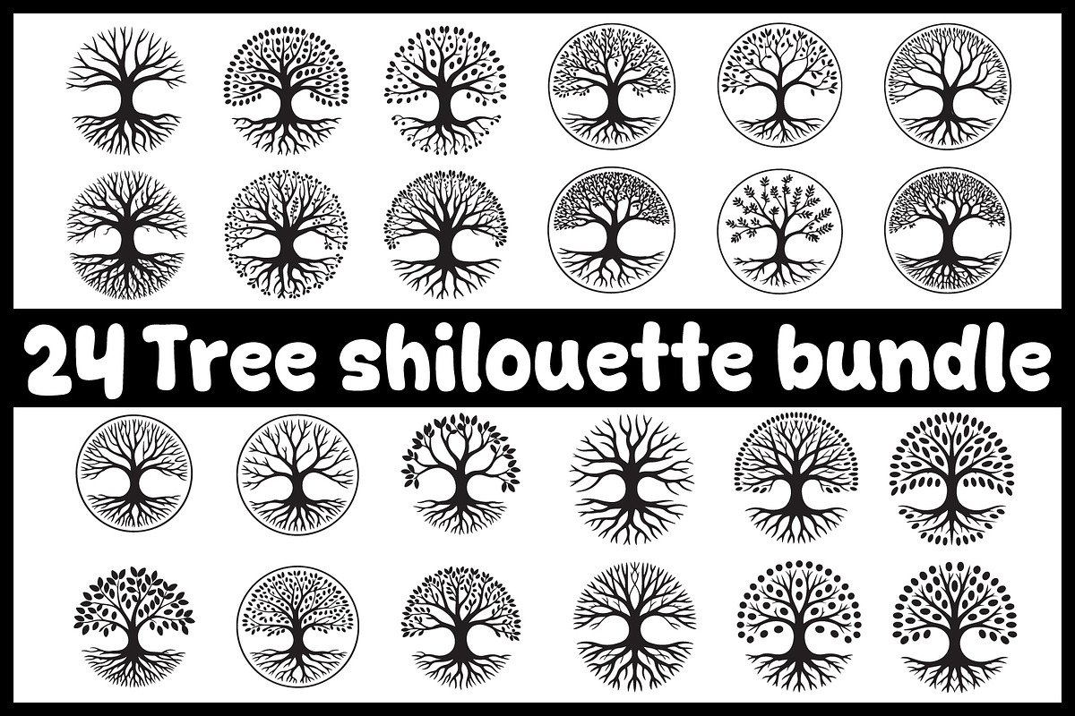 24 Tree Circle Silhouette Bundle, an Object Illustration by balal (Photo 2 of 2)