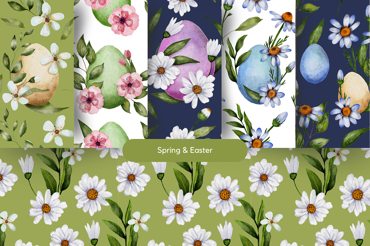 Watercolor Seamless Pattern Bundle, a Seasonal Illustration by Red Ink (Photo 12 of 14)