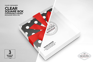 Clear Square Flat Boxes Mockup