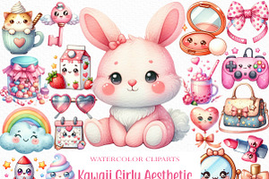 Kawaii Girly Aesthetic Clipart, an Illustration by Craft Nest