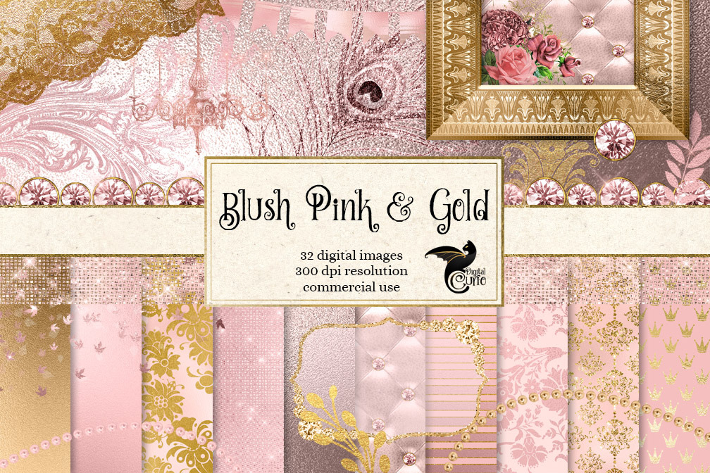 Blush Pink and Gold Graphics, an Object Graphic by Digital Curio