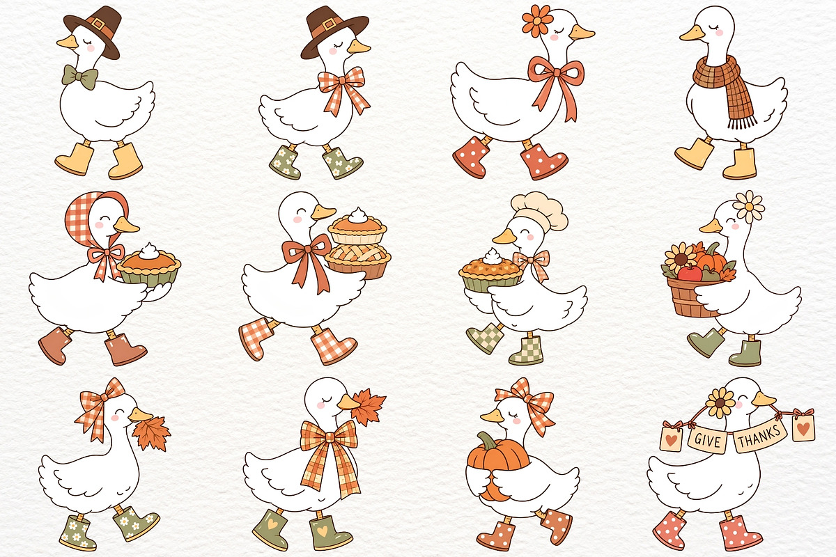 Thanksgiving Clipart Silly Goose PNG, a Seasonal Illustration by SugarCloudStudioArt (Photo 3 of 6)